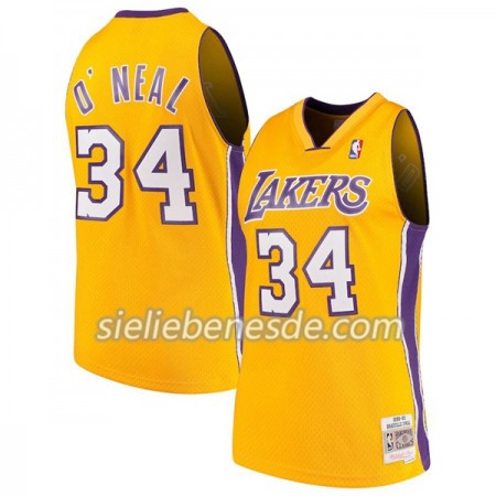 Herren NBA Los Angeles Lakers Trikot Shaquille O`Neal 34 Hardwood Classics Gelb Swingman